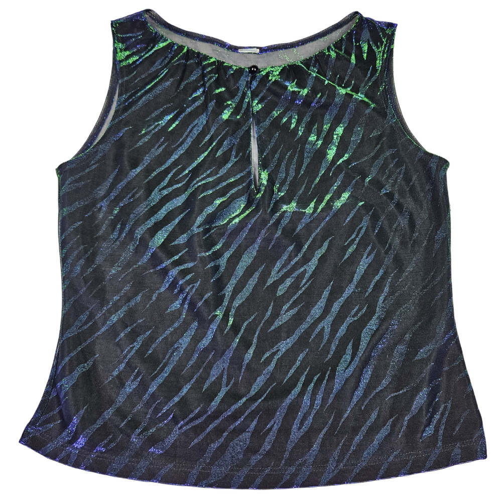 Y2K Metallic Shimmery Sheer-Back Tank Top